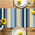 thumbnail image 4 of Vintage Stripes Table Runner, Yellow Navy Blue Striped Retro Lines Kitchen Table Runners Dress Scarves for Table Decorations Party/Restaurant/Indoor Outdoor Use, 13x90in, 4 of 9