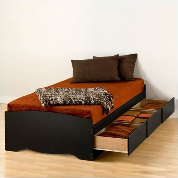 Black Twin Xl Platform Storage Bed, Twin Xl Wood Bed Frame