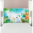 thumbnail image 1 of Dragonfly Headboard, Ferns Petals Flourishing Nature Fantasy Complex Mixed Digital Watercolors Image, Upholstered Decorative Metal Bed Headboard with Memory Foam, Twin Size, Multicolor, by Ambesonne, 1 of 4