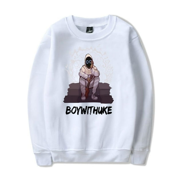 Boywithuke Chandail à Manches Longues Col Rond Merch pour Hommes/femmes Unsiex Mode Hiver mode Urbaine,jx44039-Blanc,TP