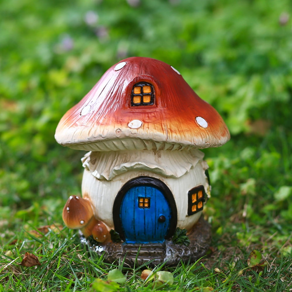 10pcs Micro Landscape Dollhouse Resin Mushroom House Garden Decor Red XS 