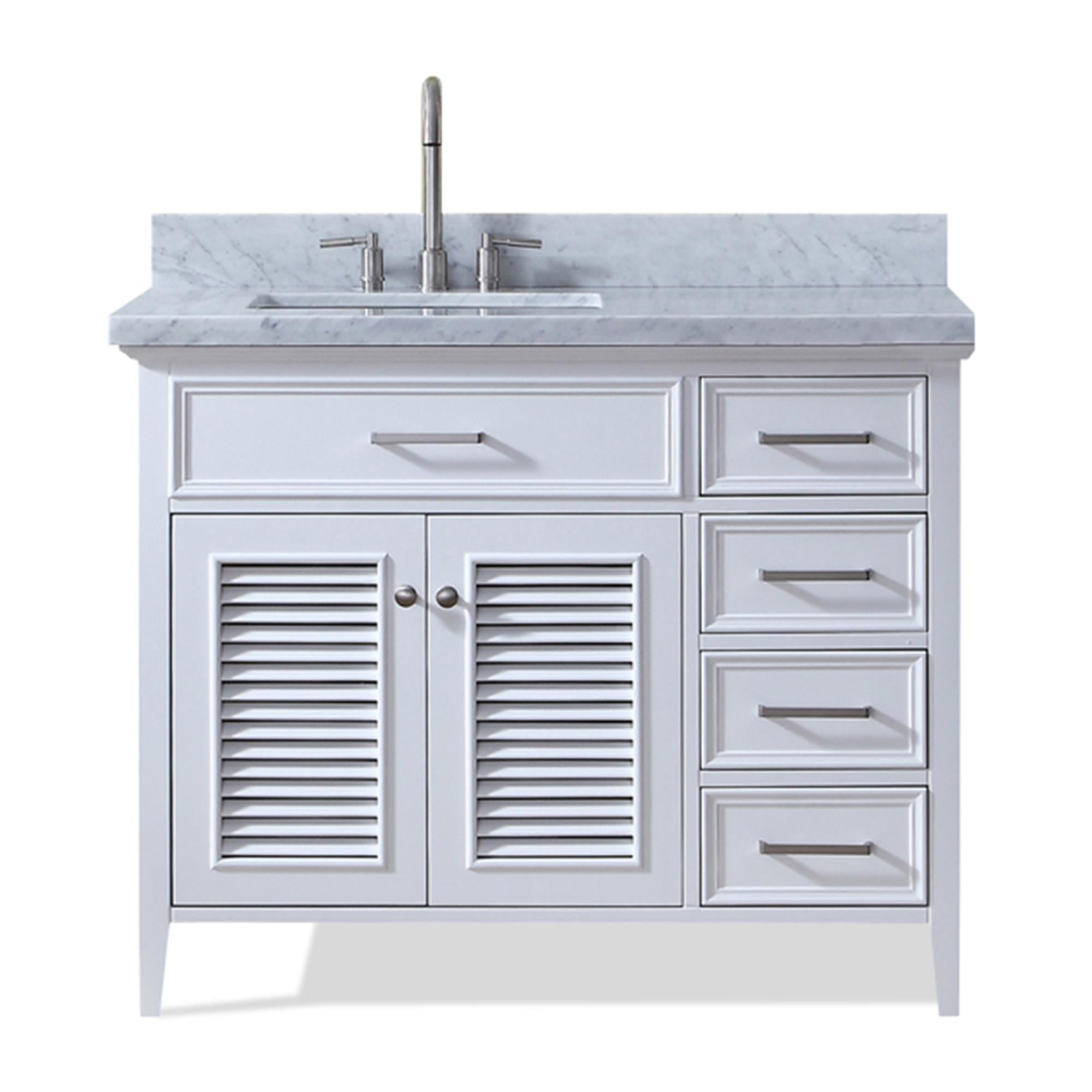 ARIEL KENSINGTON 43 IN. LEFT OFFSET SINGLE SINK VANITY IN WHITE