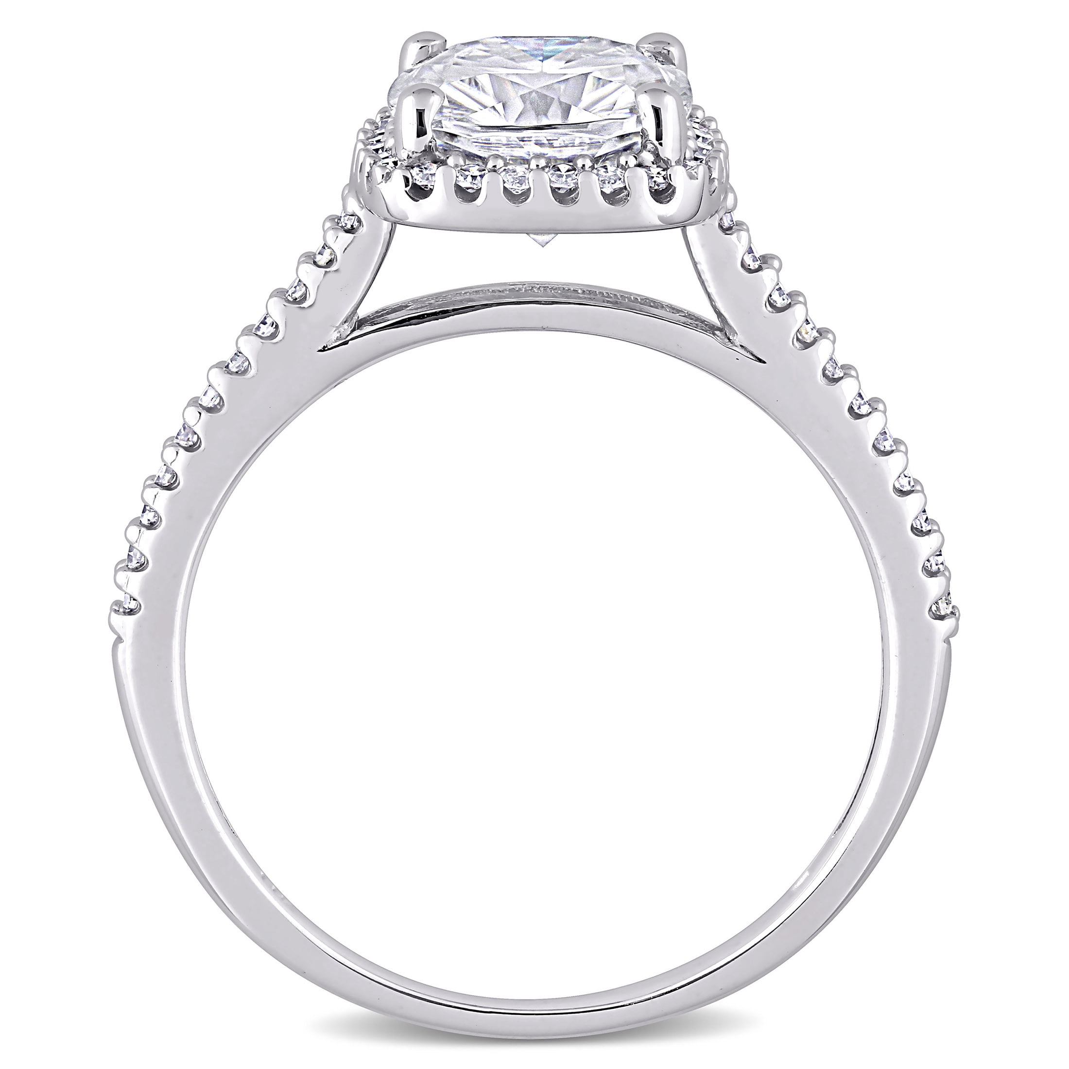 Everly Women's Created Moissanite 14K White Gold Engagement Ring
