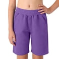 thumbnail image 3 of YunPes Girls Cotton Athletic Shorts Pull-On Elastic Waist Sports Shorts with Pockets Teen Kids Soccer Running Gym Workout Outfits, 3 of 9