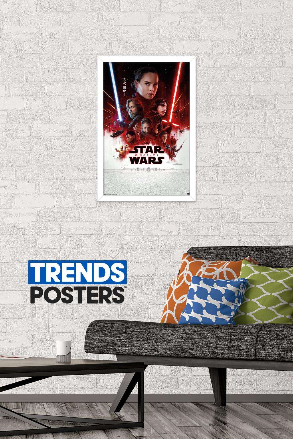 Star Wars: The Last Jedi - Japan One Sheet Wall Poster, 14.725" x 22.375", Framed