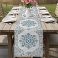 thumbnail image 4 of Retro Abstract Table Runner, Ethnic Style Flowers Cotton Linen Kitchen Table Decoration Washable Dining Tabletop Runners for Home Party Decor 13x108 Inches, 4 of 9