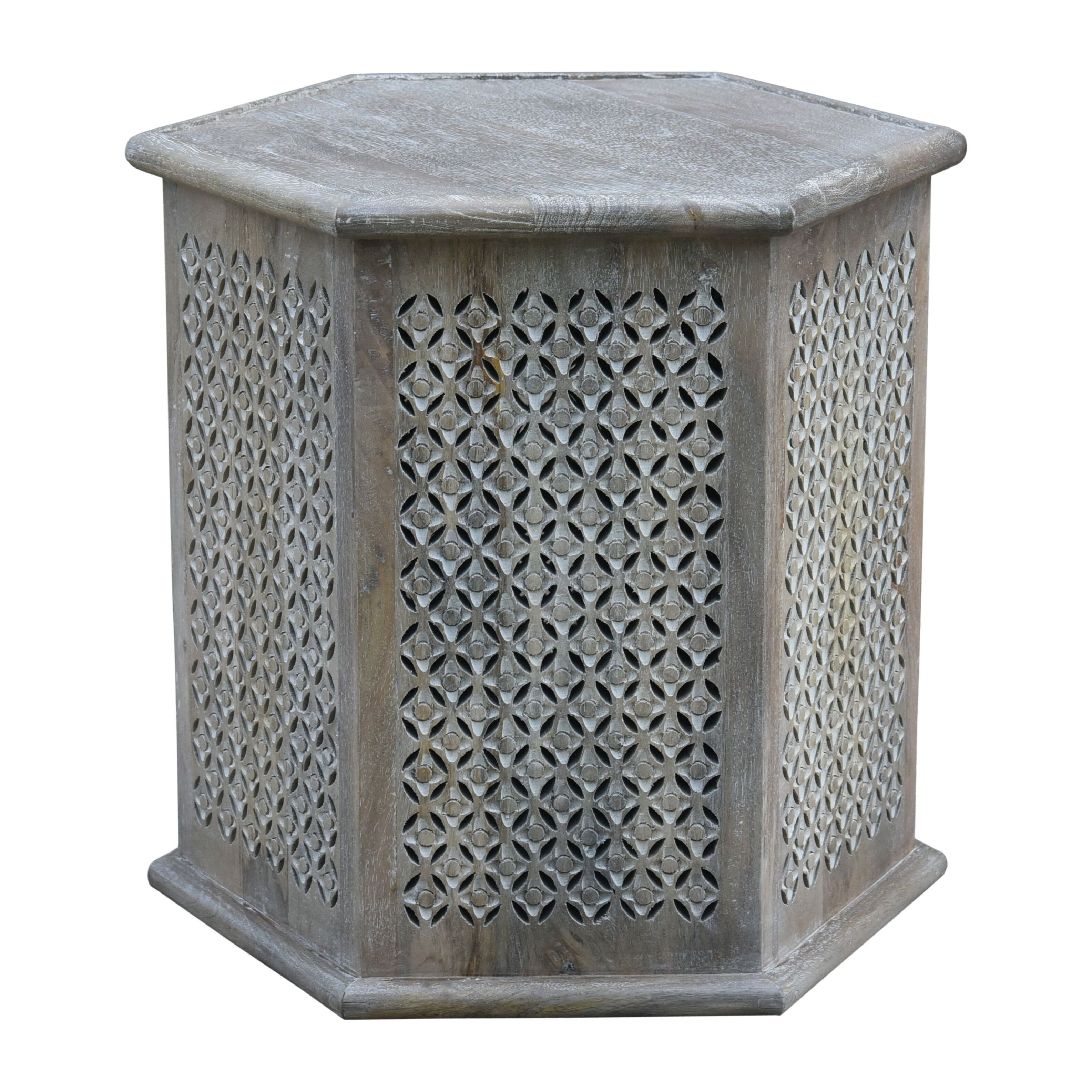 Buku Direct Sumter 18inch Diameter Mango Wood Hex Side Table