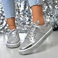 thumbnail image 2 of Chenyee Glitter Sparkly Fashion Flat Sneakers Casual Bling Sequin Low Cut Lace up Skate Shoes, 2 of 7