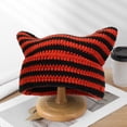 thumbnail image 2 of iHPH7 Cat Ear Beanie Wool Hats for Men Slouchy Beanie Knitted Beanie Skull Cap Women Warm Hats for Women Ski Hat Red One Size, 2 of 5