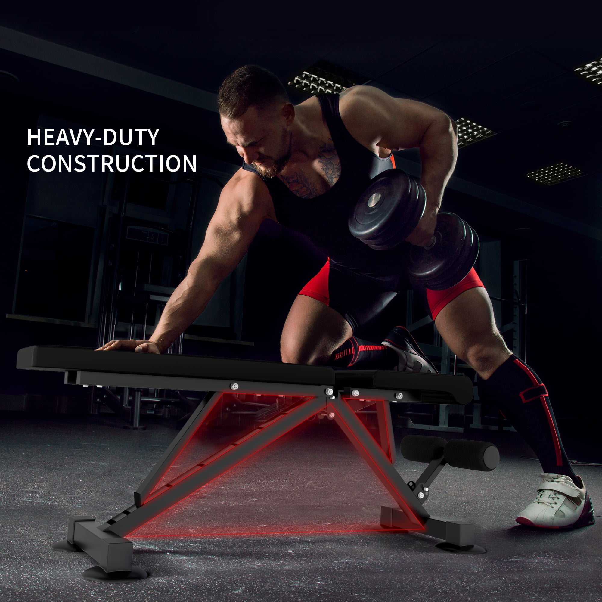 ZENOVA Weight Bench Workout Bench for Incline Decline Exercise 500LBS Weight Capacity Fast Folding Home Gym