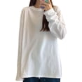 thumbnail image 3 of FindThy Camiseta casual con cuello redondo para mujer, manga larga, color sólido, blusas, 3 of 4