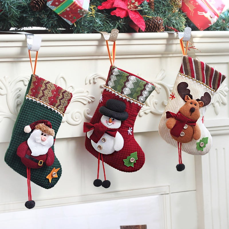 Christmas Sock Gift Candy Bag Santa Claus Snowman Xmas Tree Hanging Party Decor 