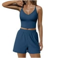thumbnail image 2 of Kilaqueen Womens Summer 2 Piece Outfits Sleeveless Ribbed Knit Slim Fit Crop Top and High Waisted Shorts Matching Workout Sets Tracksuits, 2 of 7