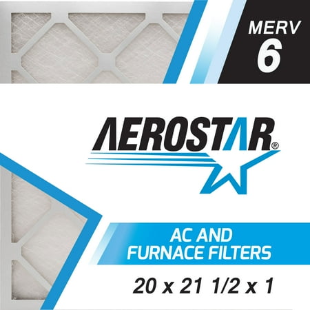 20 x 21 1/2 x 1 AC and Furnace Air Filter by Aerostar - MERV 6, Box of 6