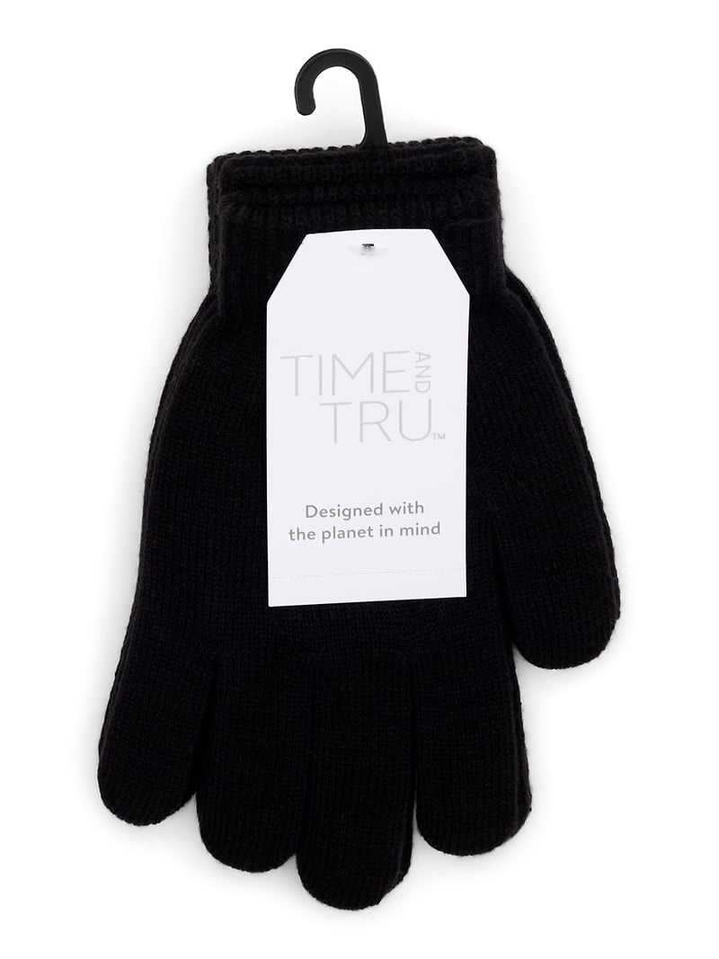 Time and Tru Women's Knit Gloves, 2-Pack, Black Soot - Walmart.com