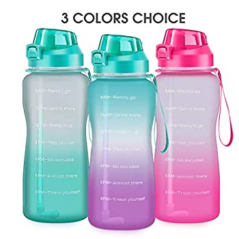64//100oz Motivational Water Bottle with Time Marker Half Gallon Water Bottle and Handle BPA Free Water Jug