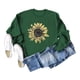 thumbnail image 4 of Sudadera con cuello redondo y estampado de girasoles, manga larga, informal, para mujer, para el hogar, viajes, deportes, compras, verde oscuro, XXL, 4 of 6