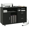 thumbnail image 1 of HOMCOM Armoire Mobile à 2 Tiroirs avec Station de Charge Ports USB Roues, 1 of 10