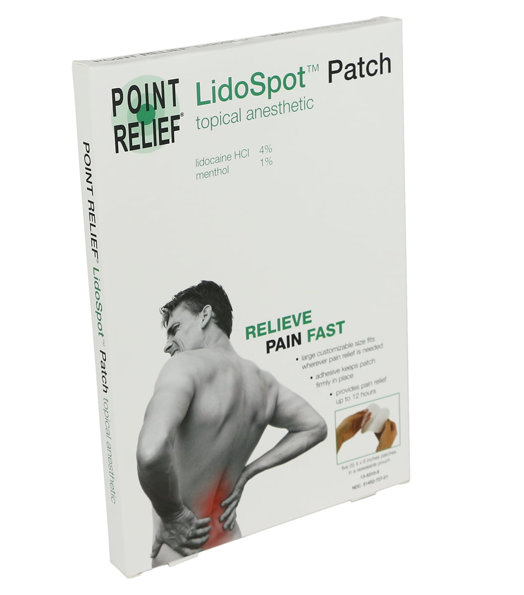 Point Relief LidoSpot pain relieving patch, universal size (4" x 6"), 20/pack