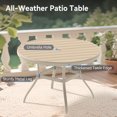 thumbnail image 3 of Outdoor Round Patio Dining Table for 6-7, Weather-Resistant Metal Dining Table with Adjustable Umbrella Hole for Deck Lawn Garden, Sandstone Finish, 3 of 9