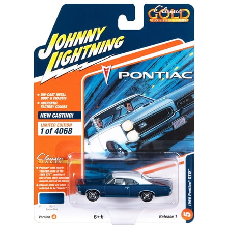 Diecast 1966 Pontiac GTO Barrier Blue Metallic "Classic Gold Collection" 2023 Release 1 Limited Edition to 4068 pieces Worldwide 1/64 Diecast Model Car by Johnny Lightning