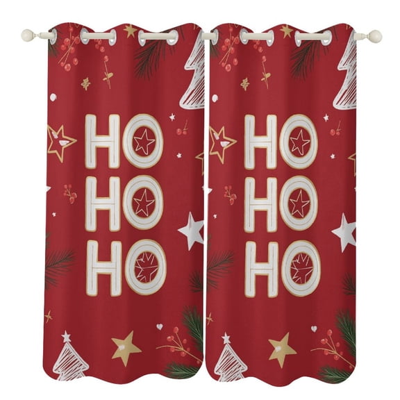 Merry Christmas Blackout Curtains Window Drapes Room Darkening Thermal Insulated Grommets Curtains for Living, Dining, Bedroom,2 Panels