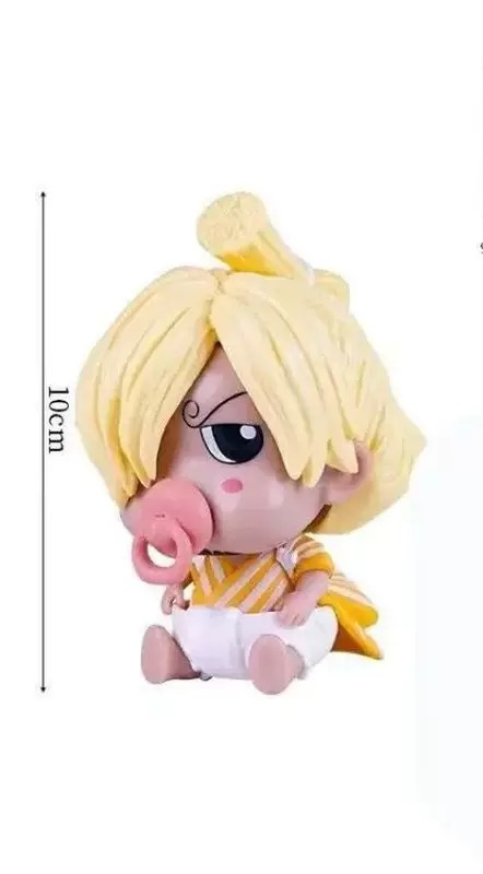 Newly Luffy Sanji Zoro Brook Franky Figure Sitting Q Version Nipple Anime Figures 10cm/3.9inch Anime Character Decor Statue Desktop Ornament Gifts (Sanji)