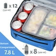 thumbnail image 3 of Tirrinia Extra Large Lunch Bag For Women Men 13L/22 Can, Insulated Leakproof Adult Reusable Lunch Box Meal Prep Bento Box Cooler Tote with Dual Compartment, Blue-Canvas, 3 of 8