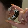 thumbnail image 6 of EOEMY Sparkling Silver Plated Zircon Butterfly Earrings Ear Clips No Piercing Women-Gold-Left, 6 of 9