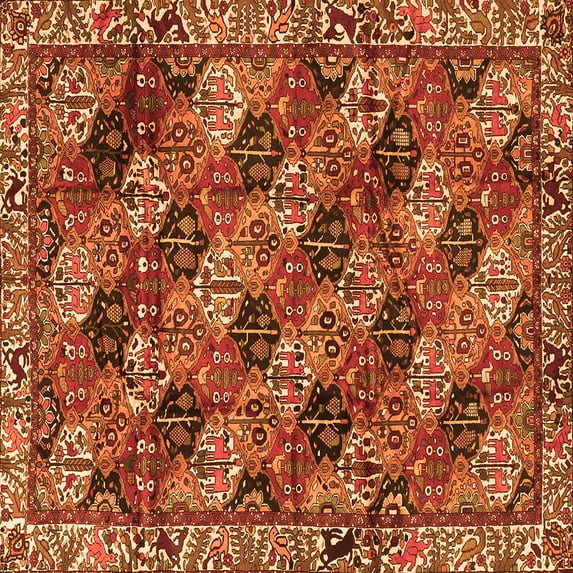 Ahgly Company Indoor Square Persian Orange Traditional Area Rugs, 8' Square
