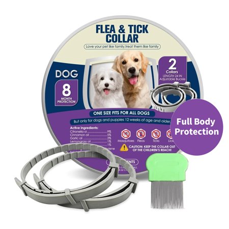 Flea Collar for Dogs, Dog Flea Collar 8 Months Protection, Flea and Tick Collar for Dogs Small to Large Size, Flea Prevention for Dogs 2 Pack with Comb
