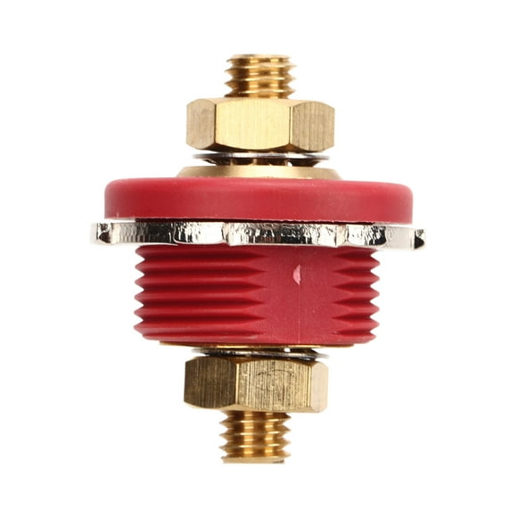 Thru Panel Stud Junction, Zinc Alloy Brass Safe Connection 3/8in Stable Performance Thru Panel Battery Terminal For Boat For RV Black,Red