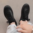 thumbnail image 4 of Men's All-Black Minimalist Mixed-Material Sneakers, Casual Monochrome Shoes, 4 of 10