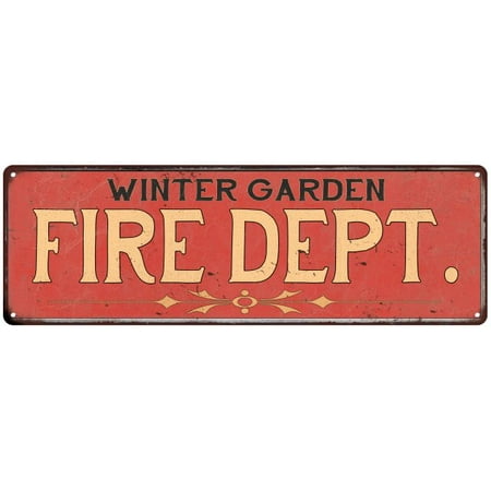 Winter Garden Fire Dept Home Decor Metal Sign Police Gift 8x24
