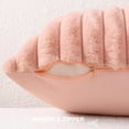 thumbnail image 3 of Pallene Faux Fur Plush Throw Pillow Covers 22x22 Set of 2, Luxury Soft Fluffy Striped Decorative Pillow Covers for Sofa, Couch, Living Room, Pink, 3 of 15