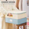 thumbnail image 2 of 3Pcs Storage Bins with Lids Foldable Cotton Linen Storage Boxes with Lids Collapsible Closet Organizer with Cover for Home Bedroom Office Blue, 2 of 4