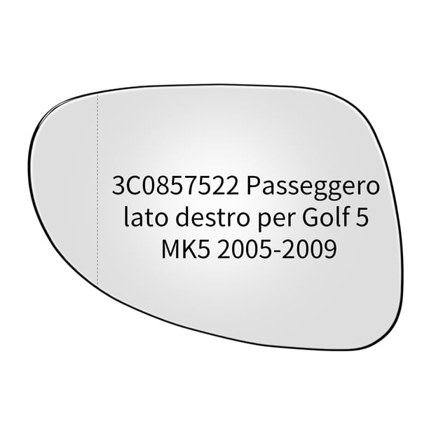 Riwesomey Espejo retrovisor del lado derecho del pasajero, vidrio retrovisor azul, repuesto de visión gran angular sin marco para Golf MK5 Vehículos, repuestos y accesorios Mis