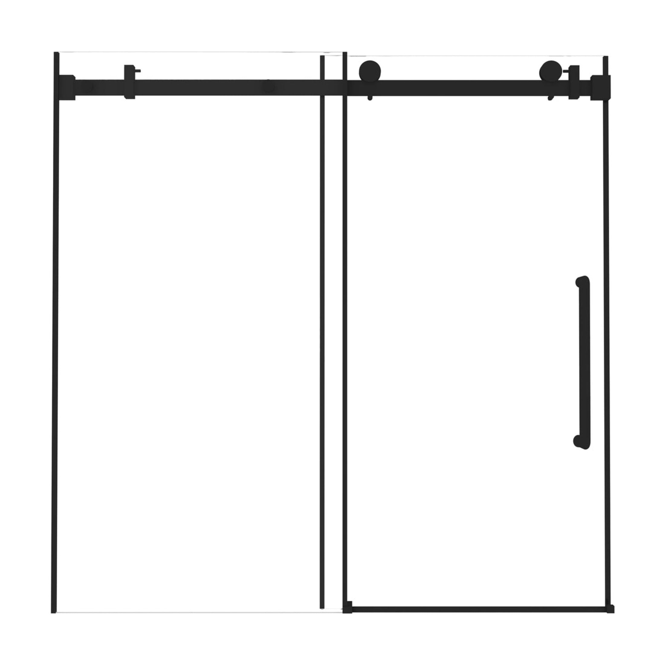 Noble House 60"x60" Frameless Sliding Shower Door, Tempered Glass with Stainless Steel Handle, Matte Black