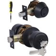 thumbnail image 1 of SHIQI-Keyed Alike Entry Door Knobs and Single Cylinder Deadbolt Lock Combo Set Security for Entrance and Front Door, All Keyed Same Door Lock with Classic Matte Black Finish, 1 of 4
