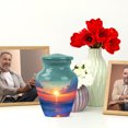 thumbnail image 6 of JAGASY Beach Miniature Urn for Mother, Green Urns for Human Ashes Keepsake, Ocean Sunset Orange Clouds Decorative Urns for Parents, Yellow Memorial Urn for Father, (3 Inch), 6 of 7