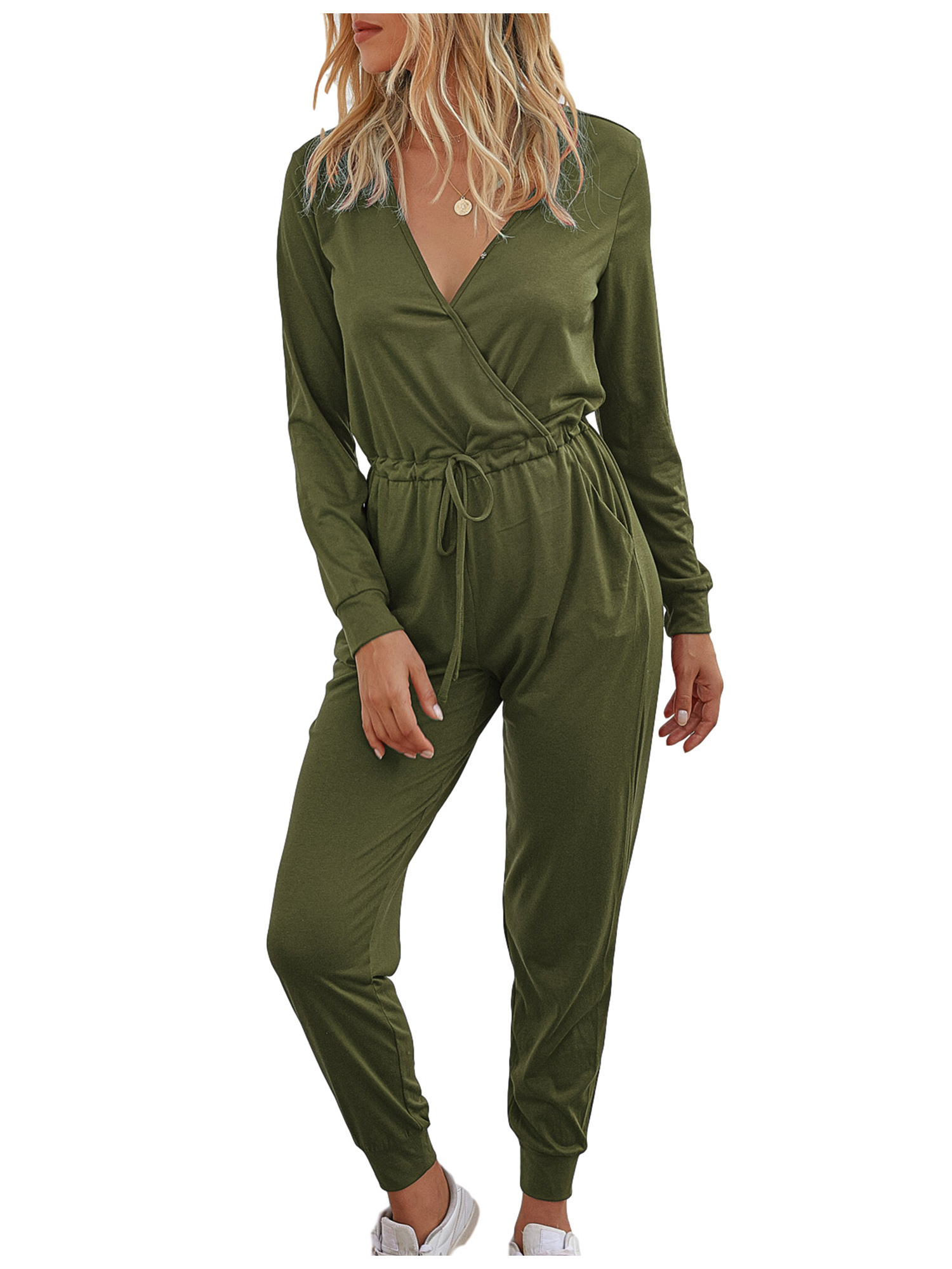 green jumpsuit casual
