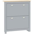 thumbnail image 1 of HOMCOM Armoire à Chaussures de Couloir avec 2 Tiroirs Basculants pour 12 Paires de Chaussures Gris, 1 of 10