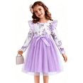 thumbnail image 2 of Lanbubble Girls Floral Tutu Dress Long Sleeve Tulle Princess Party Dress 3-4 Years, 2 of 9