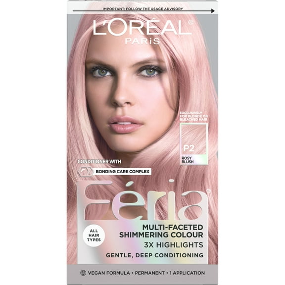 L'Oreal Paris Feria Permanent Hair Color, P2 Rosy Blush Smokey Pink