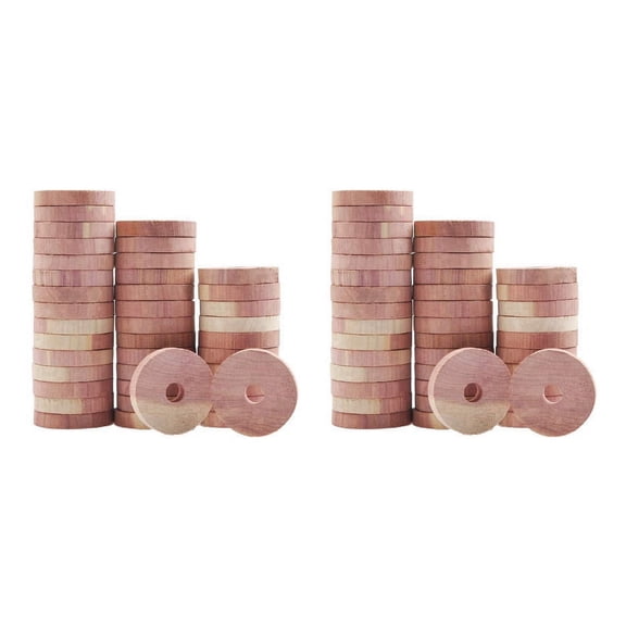 80 Paquetes de Bloques de Cedro Aromático para Almacenamiento de Ropa, Anillos de Madera de Cedro Natural para Perchas, Armario Y Cajones