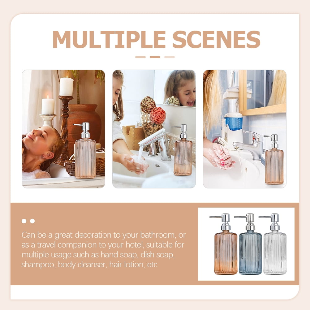 3 Pcs 500ml Push-type Dispenser Bottle Soap Lotion Glass Shampoo Shower Gel Bathroom Body Wash Pump Refillable