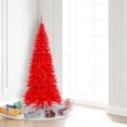 thumbnail image 3 of Vickerman 6.5' Red Fir Slim Artificial Christmas Tree, Red Dura-lit LED Lights, 3 of 3