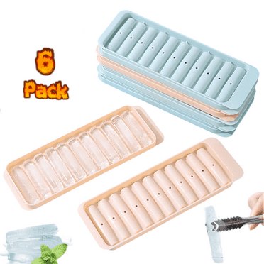 6 Pcs Water Bottle Ice Cube Tray,Plastic Ice Stick Tray with Lid,Reusable,Flexible,Easy Release,for Water and Sport Bottles Fruit Juice,Cocktail Parties