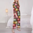 thumbnail image 3 of Salouo Cute Elephants Pattern Women's Pajamas Set Long Sleeve Button Down Sleepwear Soft Pj Lounge Sets for women 2 Piece Pjs Set with Long Pants-Medium, 3 of 7