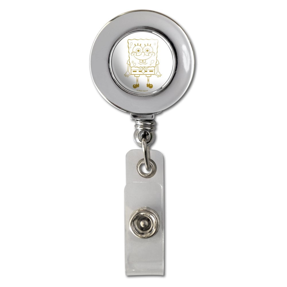 SpongeBob Full Front Retractable Reel Chrome Badge ID Card Holder Clip